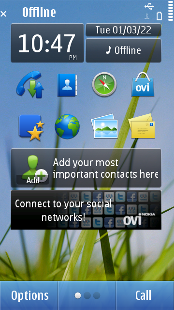 Главный экран Symbian³